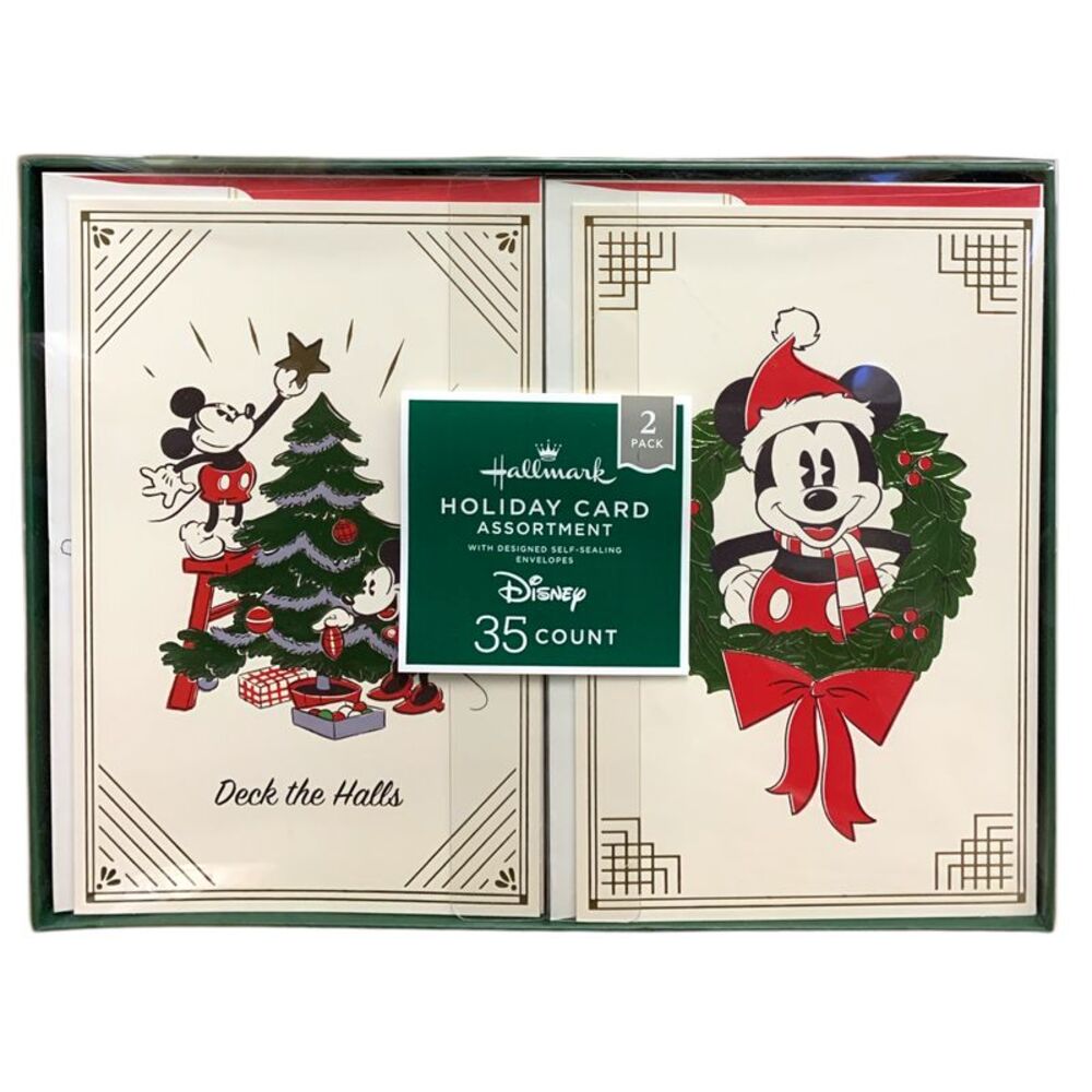 Disney - Hallmark Holiday Card Assortment 2-Pack, 35 Cards & Designed Self-Seal